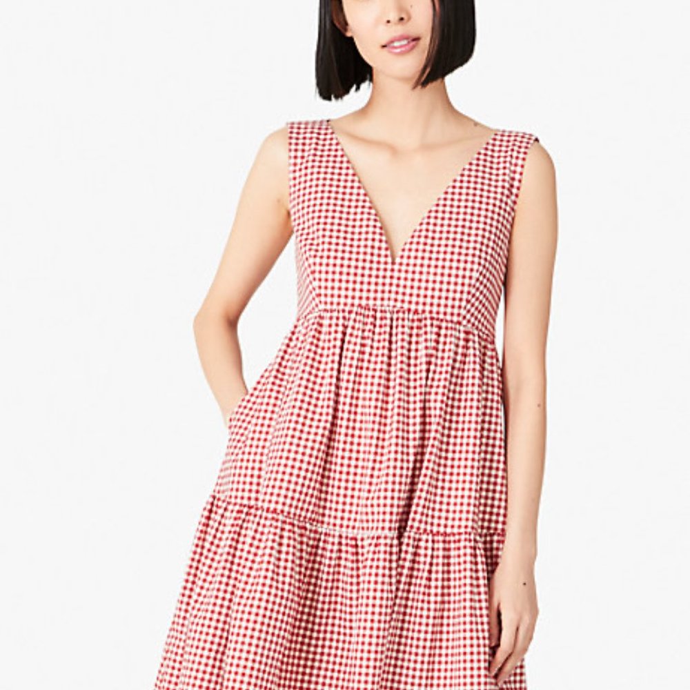 KATE SPADE Mini Gingham Vineyard Dress In Lava Falls - NWT Size 0